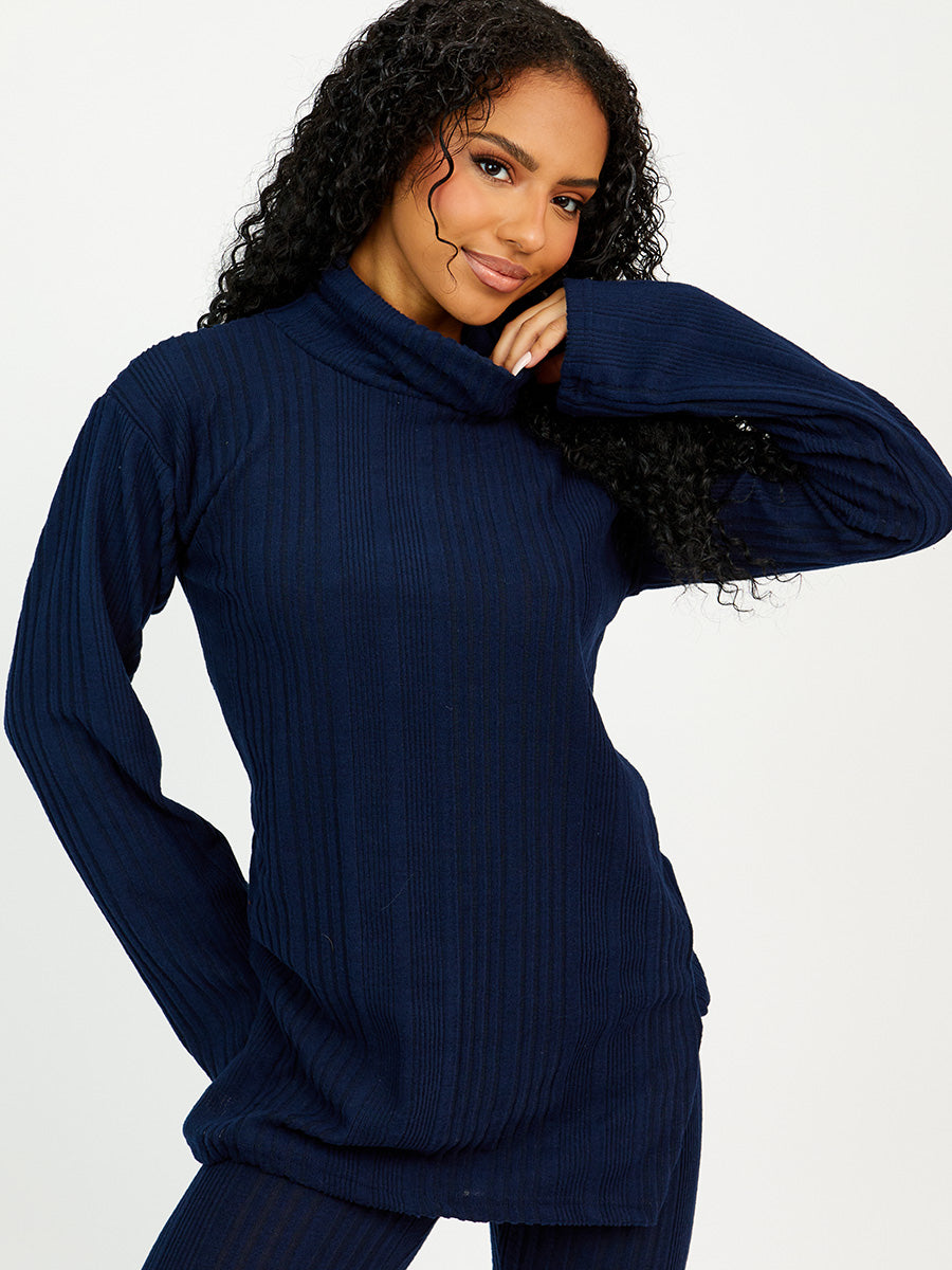 Soft Brushed Ribbed Roll Neck Top & Leggings Co-ord