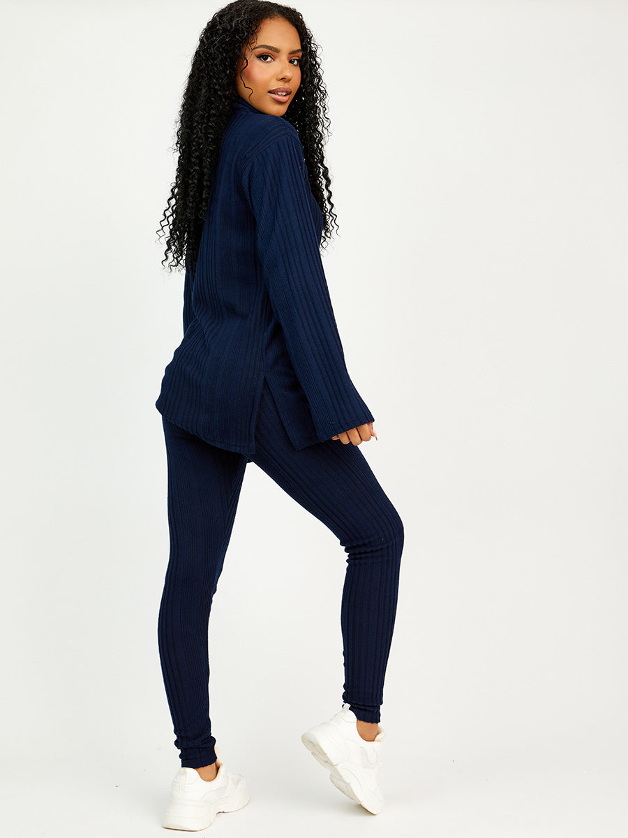 Soft Brushed Ribbed Roll Neck Top & Leggings Co-ord