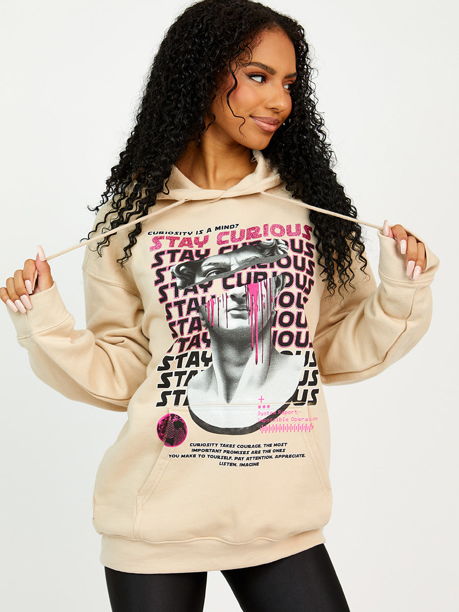 Stay Curious Graphic Print Hoodie