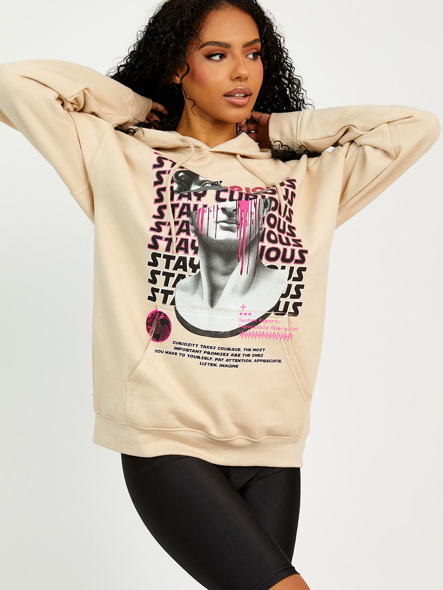 Stay Curious Graphic Print Hoodie