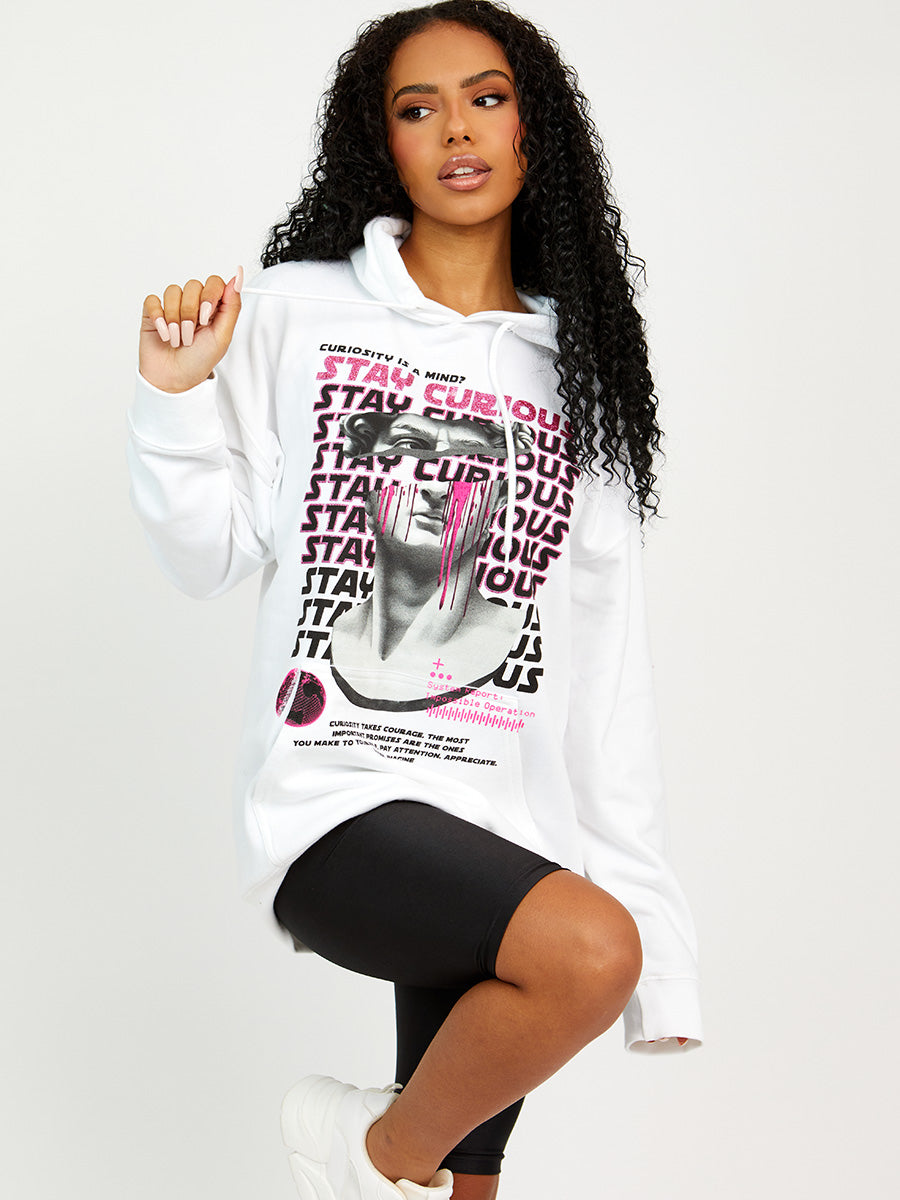 Stay Curious Graphic Print Hoodie