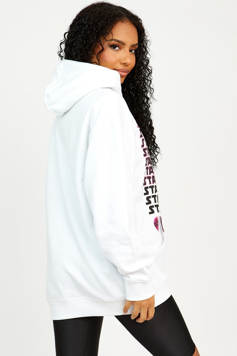 Stay Curious Graphic Print Hoodie
