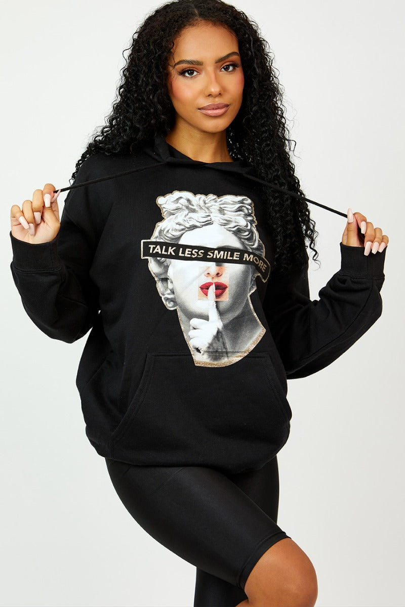 Talk Less Greek Statue Graphic Print Hoodie