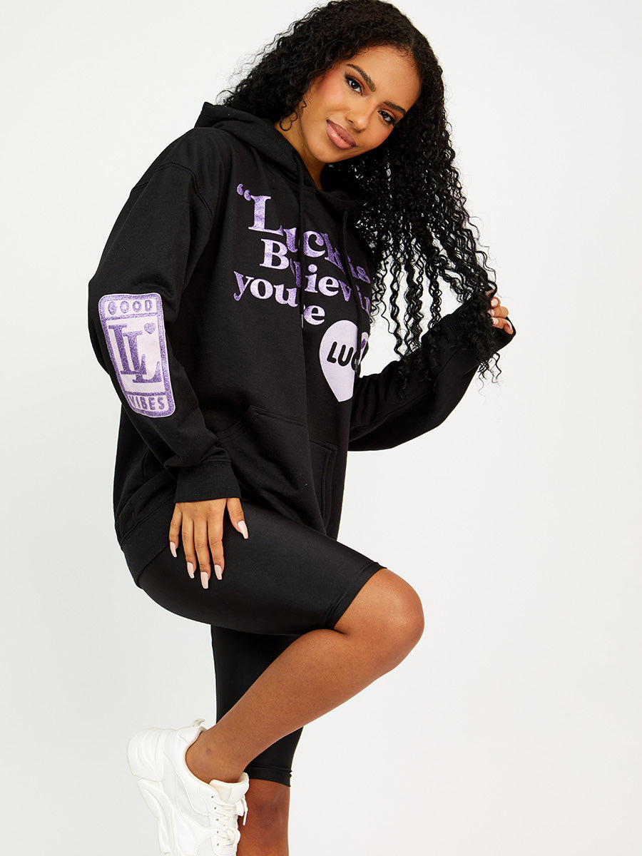 Luck Is Believing Graphic Print Hoodie