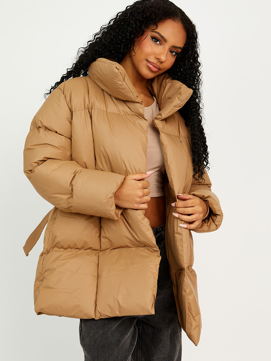 Oversized Padded Jacket With Belt
