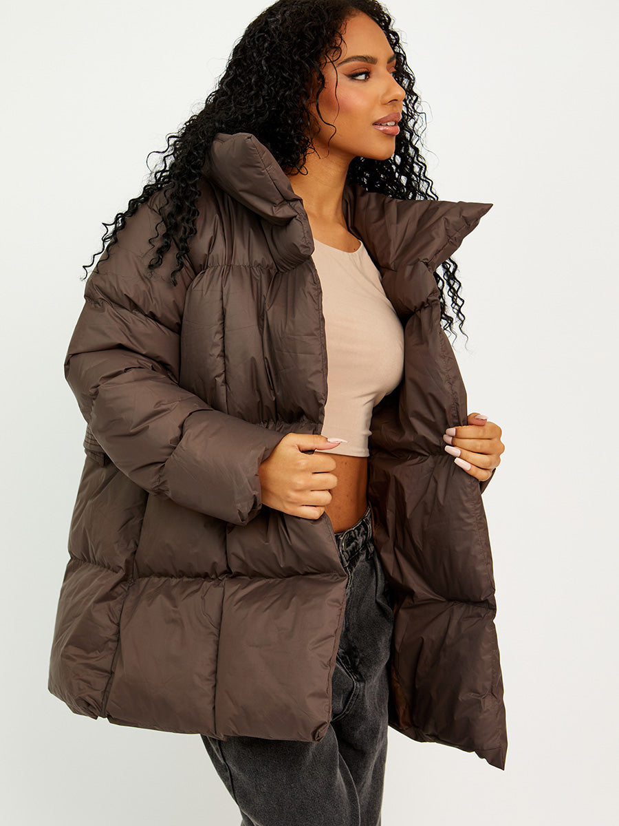 Oversized Padded Jacket With Belt