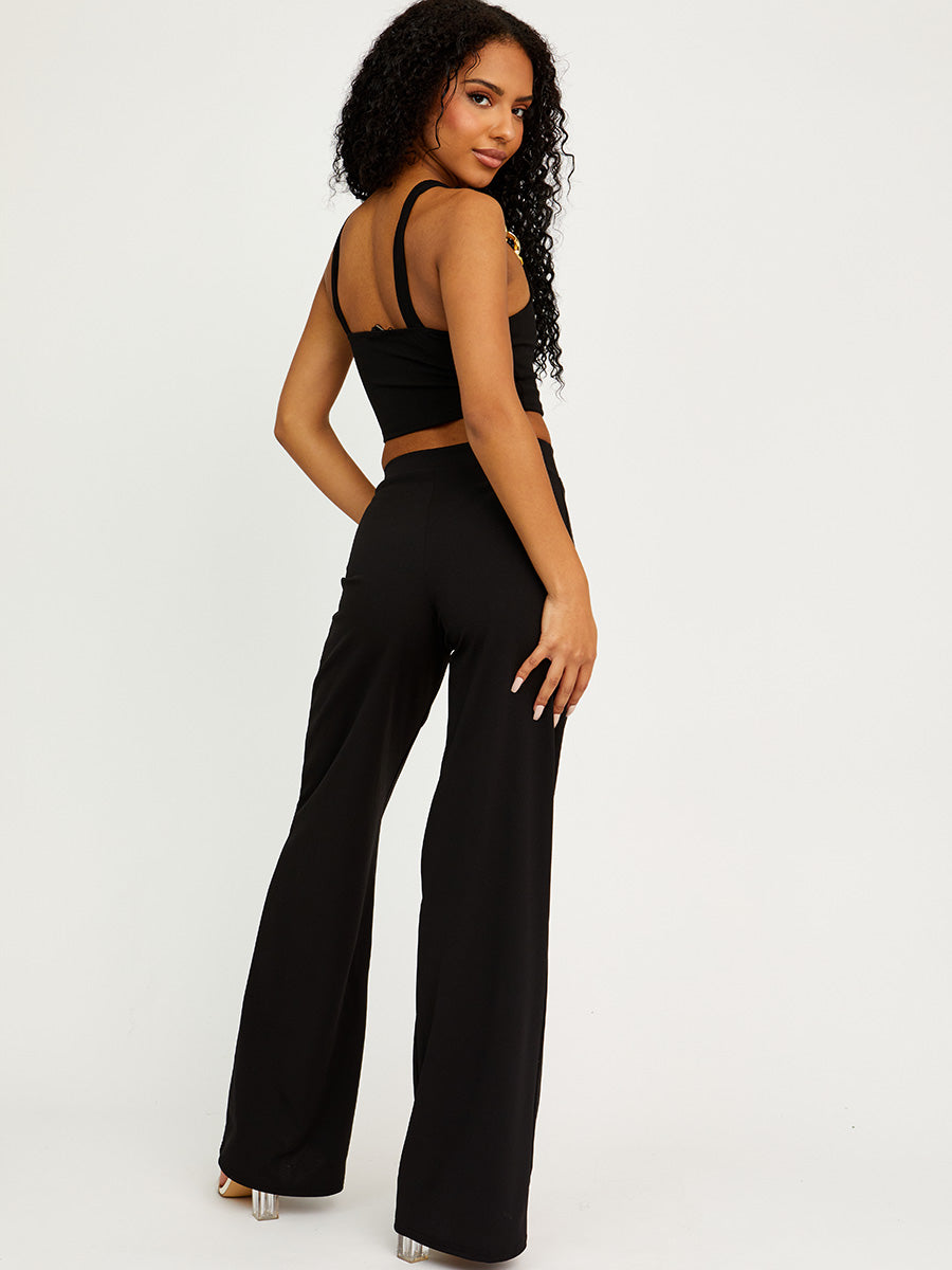 Chain Detail Crop Top & Trouser Co-ord