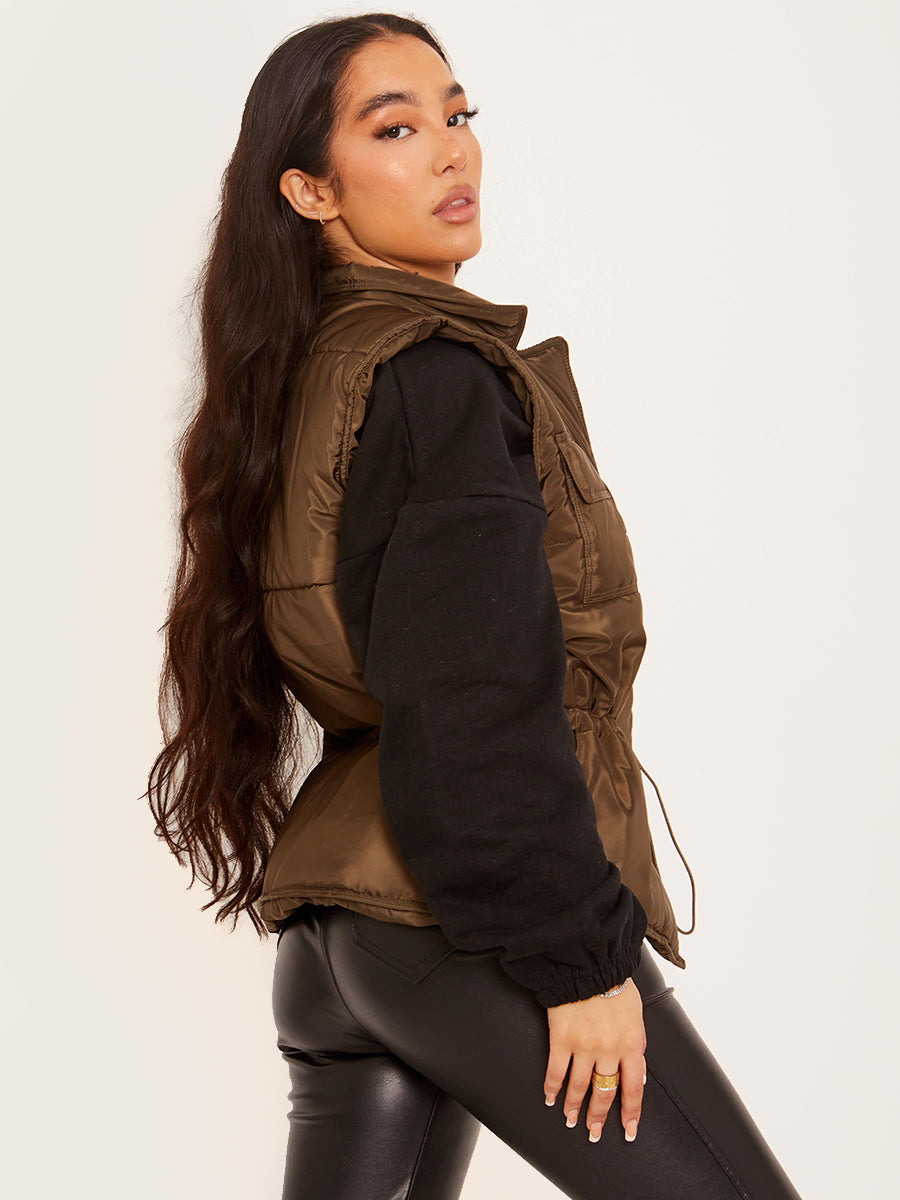 Silver Button Padded Gilet Waistcoat