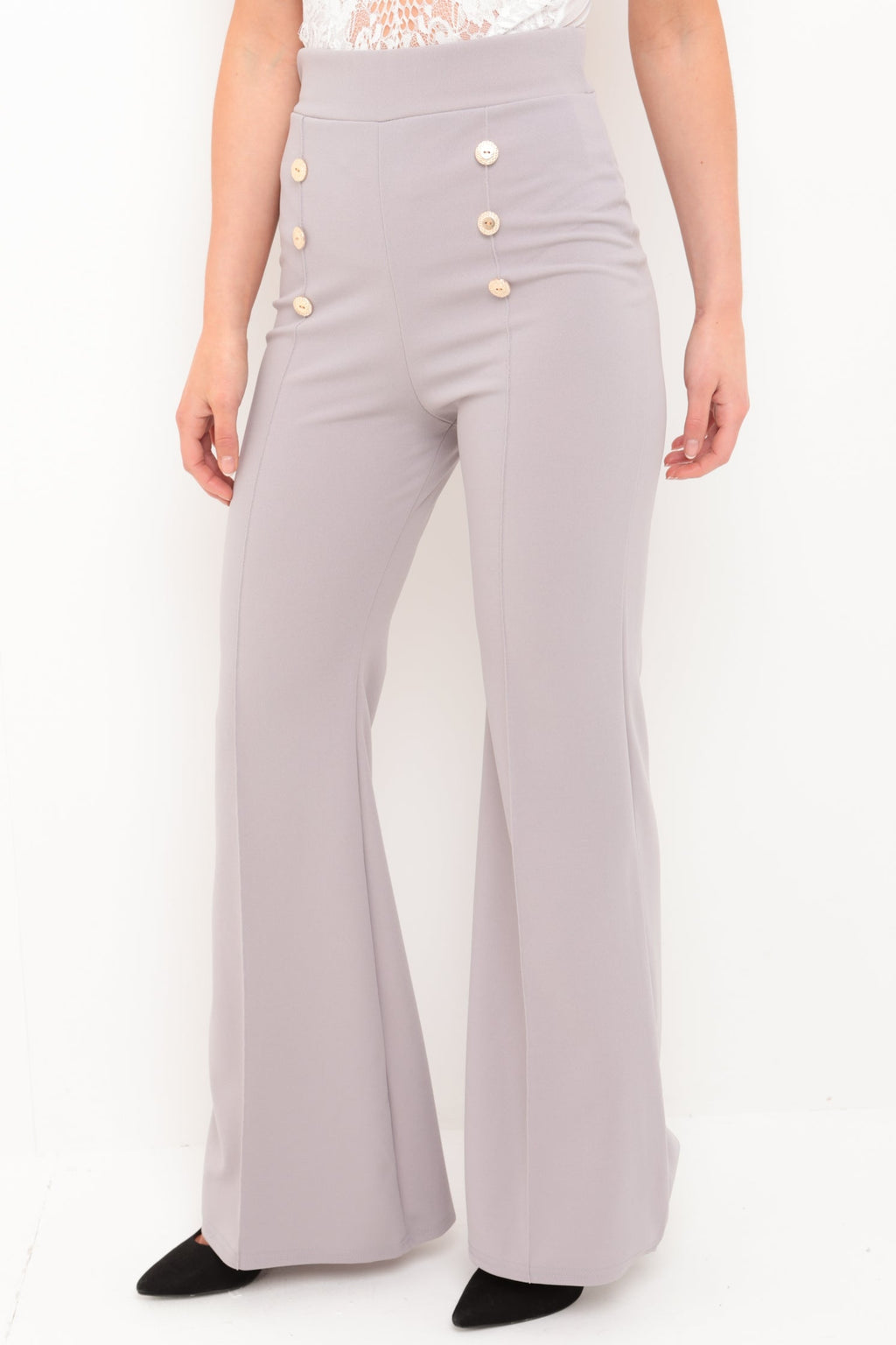 Buttoned Flared Trousers