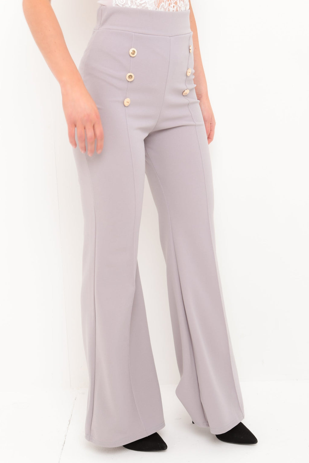 Buttoned Flared Trousers