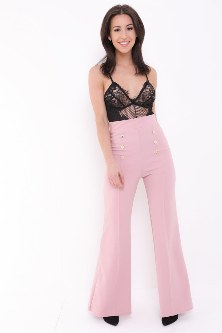 Buttoned Flared Trousers
