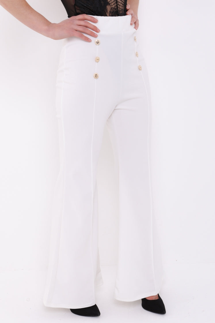 Buttoned Flared Trousers