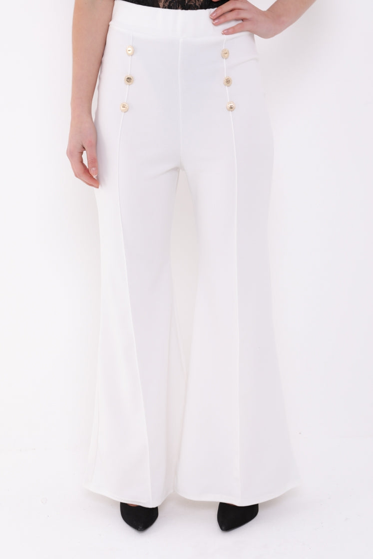 Buttoned Flared Trousers