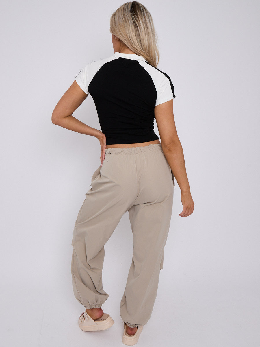 Looks Great Graphic Half Zip Crop Top