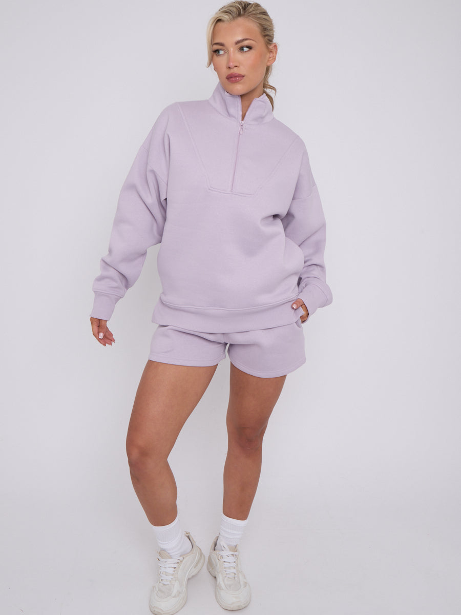 1/2 Zip Top & Shorts Fleece Co-ord