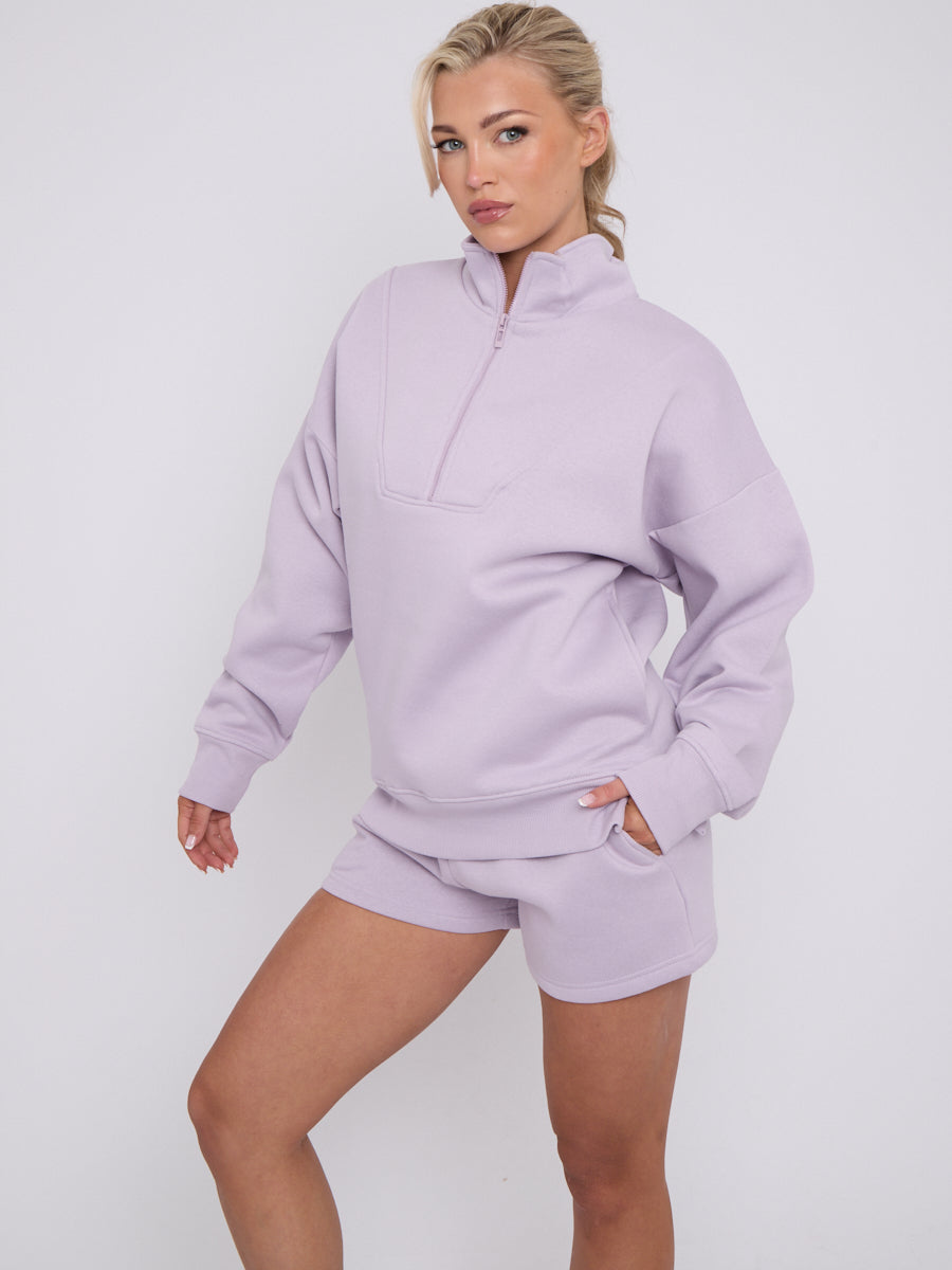 1/2 Zip Top & Shorts Fleece Co-ord