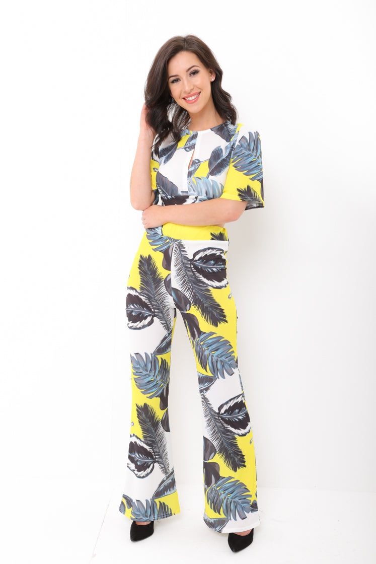 Tropical Print Crop Top And Trouser Co-ord
