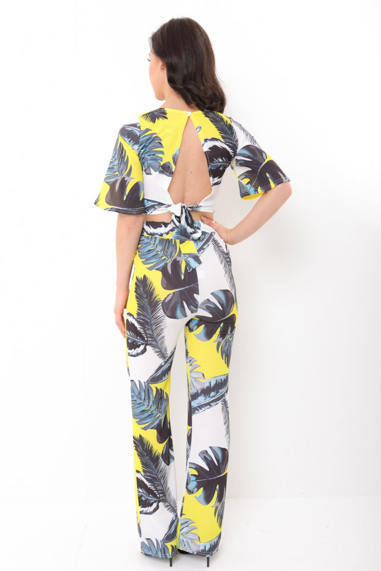 Tropical Print Crop Top And Trouser Co-ord