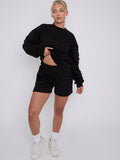 Crucifix Embroidered Sweatshirt & Shorts Fleece Co-ord