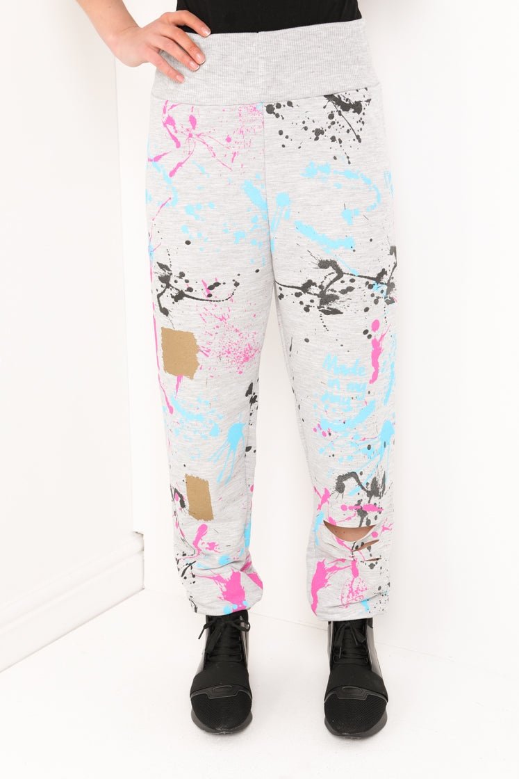 Paint Splatter Laser Cut Jogger Bottoms