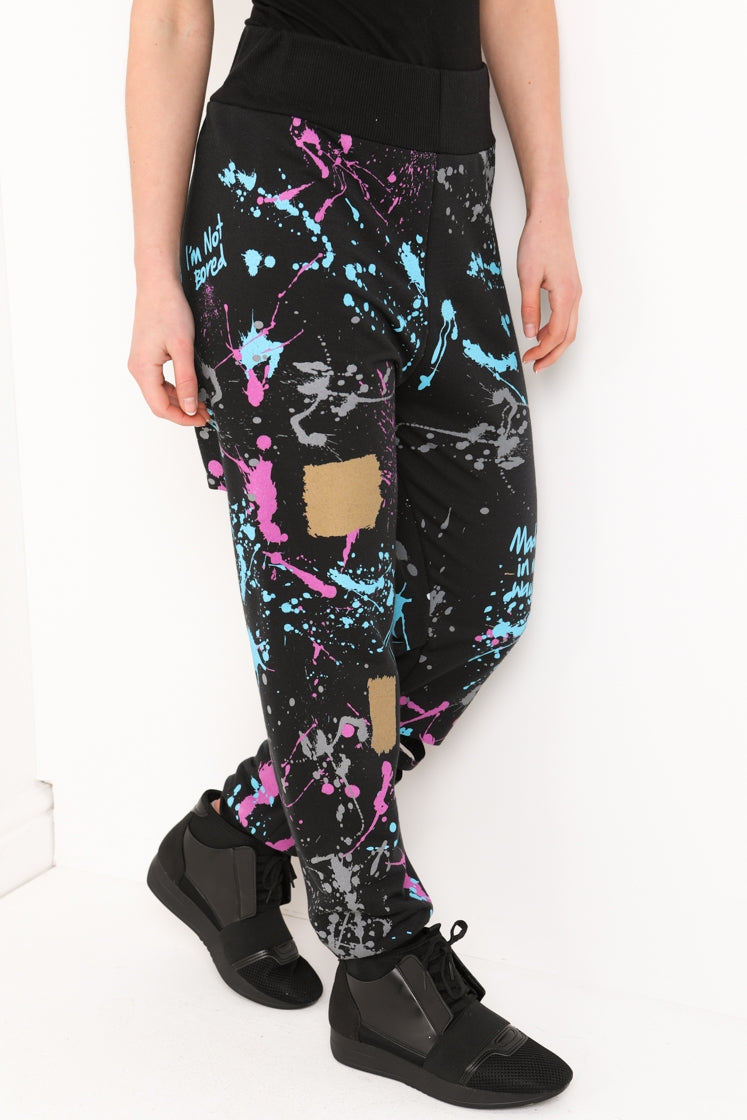 Paint Splatter Laser Cut Jogger Bottoms
