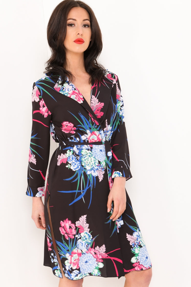 Floral Print Split Side Blazer