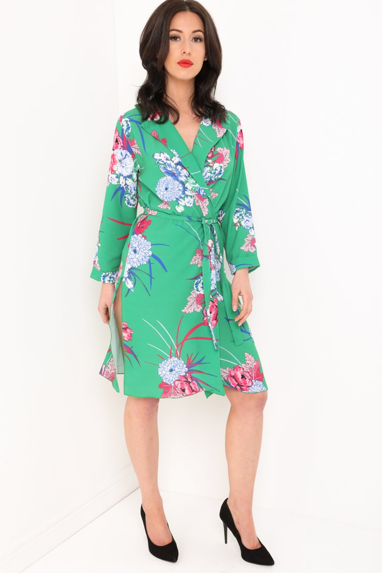 Floral Print Split Side Blazer