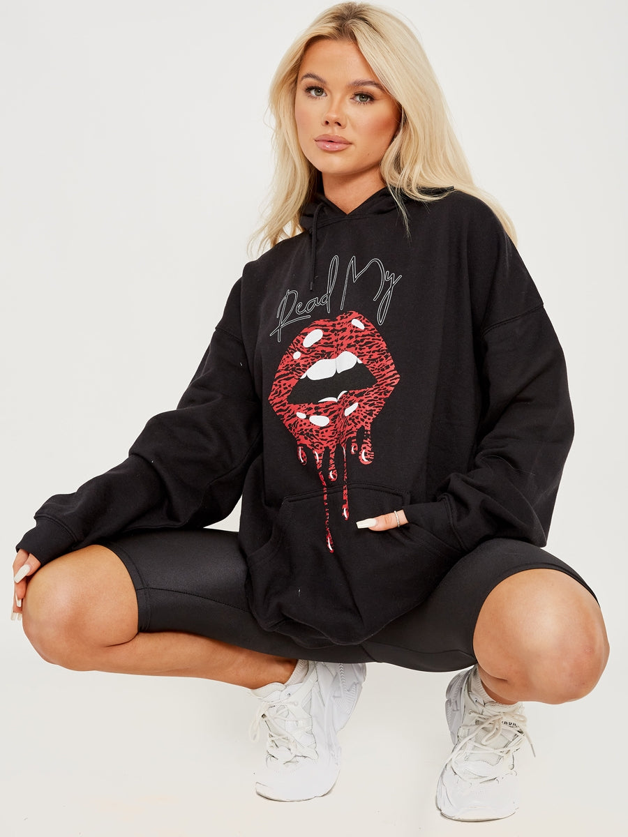 Read My Lips Graphic Fleeced Hoodie