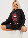Read My Lips Graphic Fleeced Hoodie