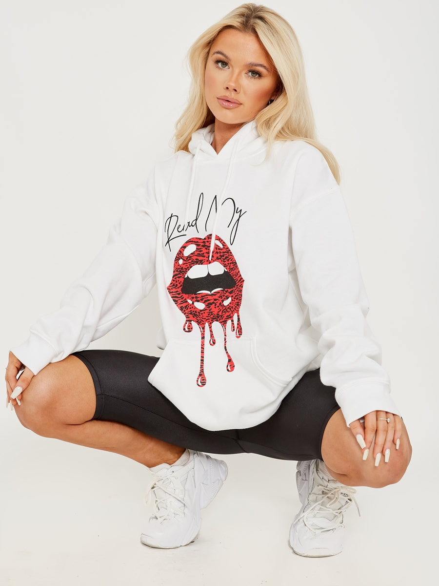 Read My Lips Graphic Fleeced Hoodie