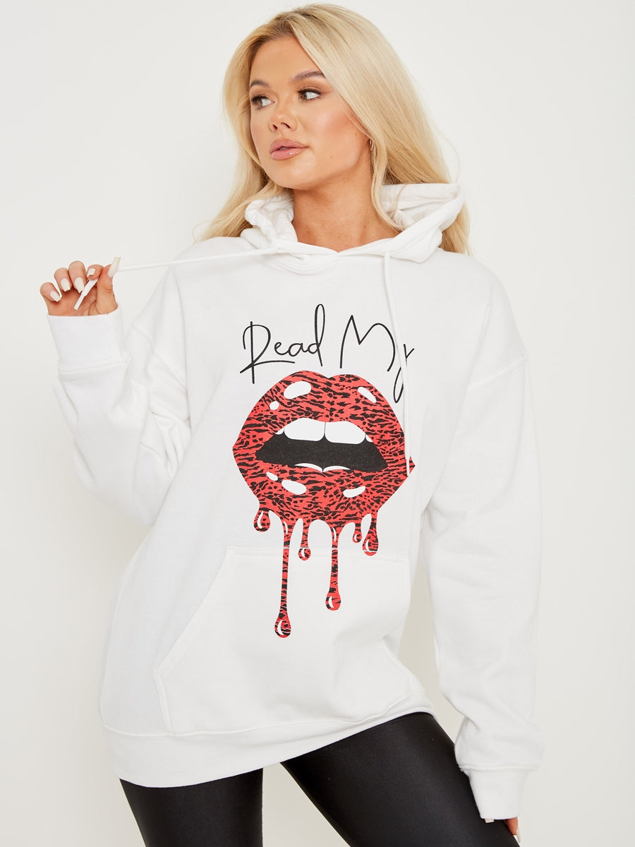 Read My Lips Graphic Fleeced Hoodie