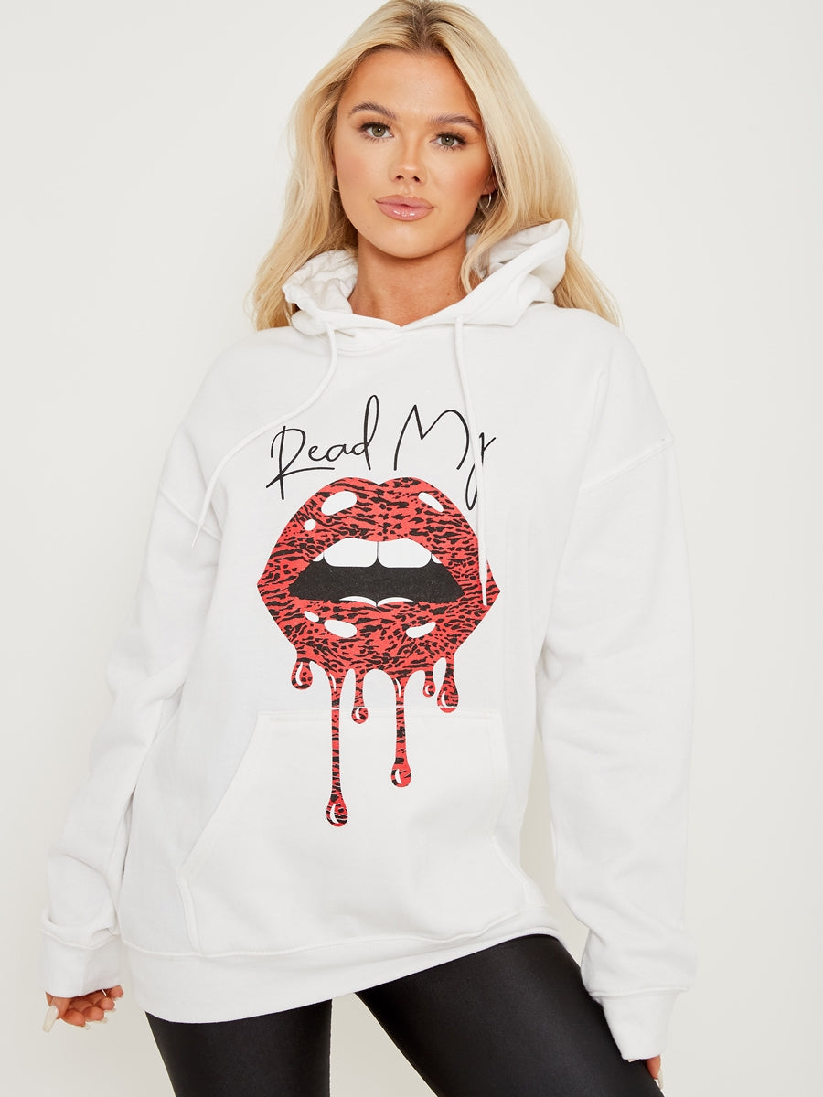 Read My Lips Graphic Fleeced Hoodie