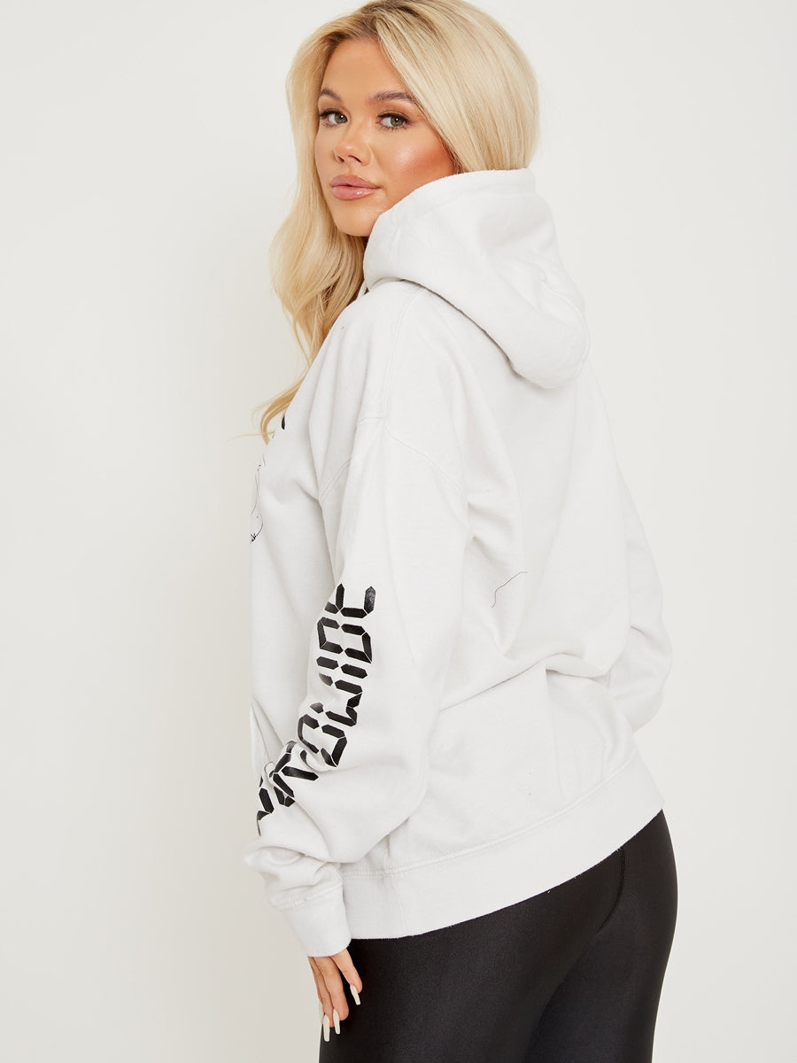 Worldwide Graphic Printed Fleeced Hoodie