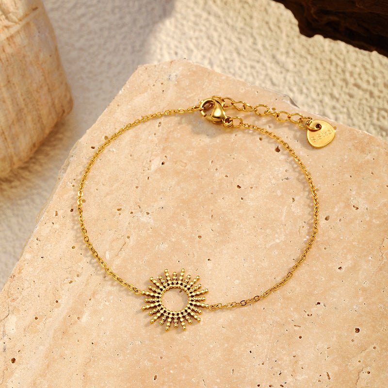 SUNFLOWER Gold Stainless Steel Necklace & Bracelet Set