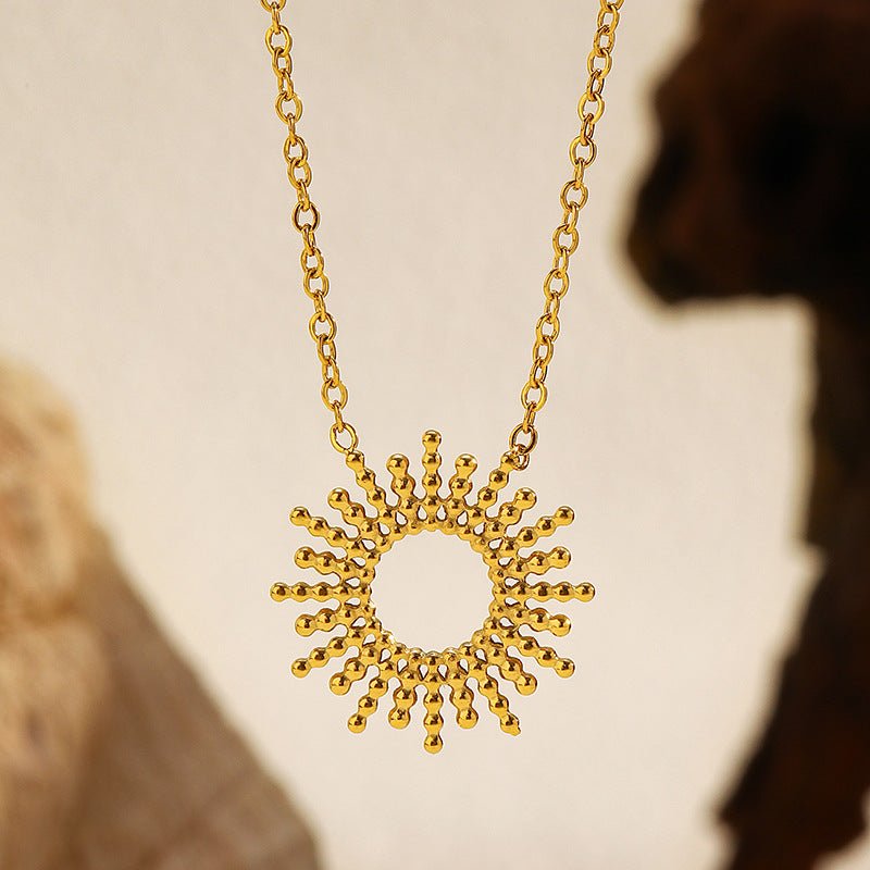 SUNFLOWER Gold Stainless Steel Necklace & Bracelet Set