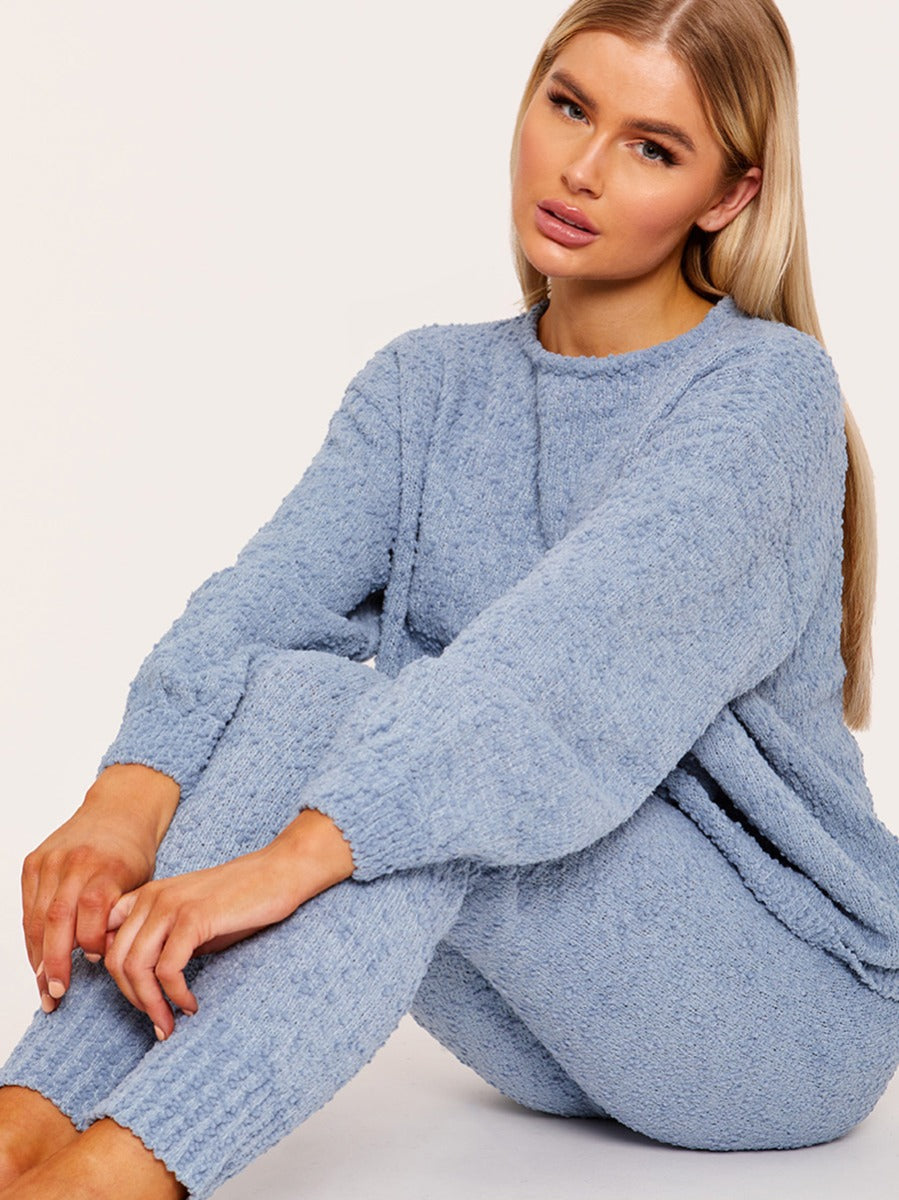 Popcorn Fluffy Knitted Loungewear Set