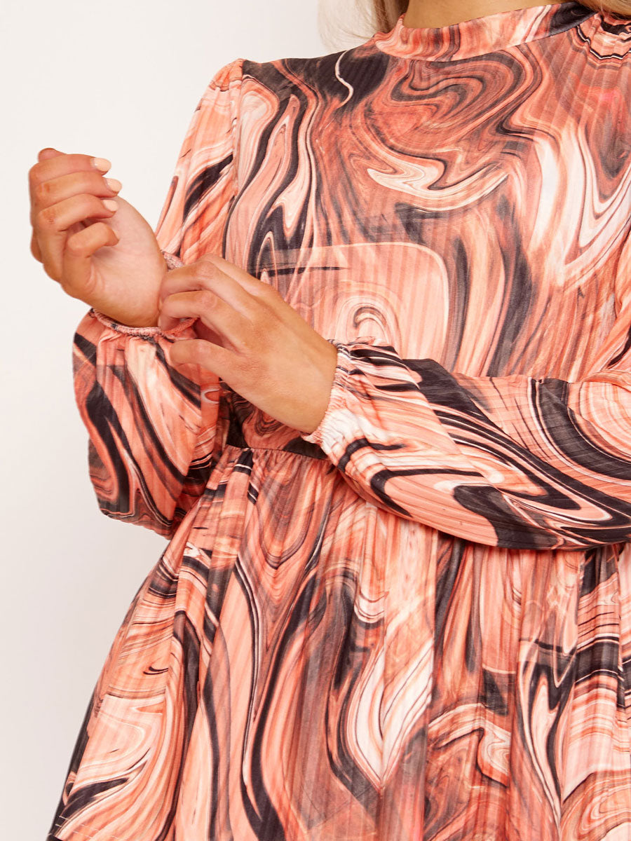 Marble Print Peplum Top & Flared Trouser Co-ord
