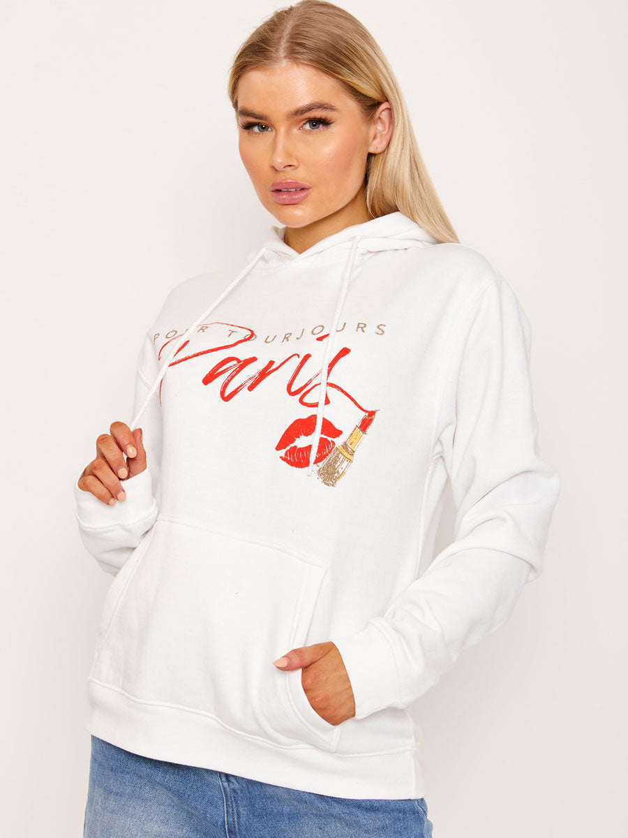 Pour Tourjours Paris Graphic Print Fleeced Hoodie
