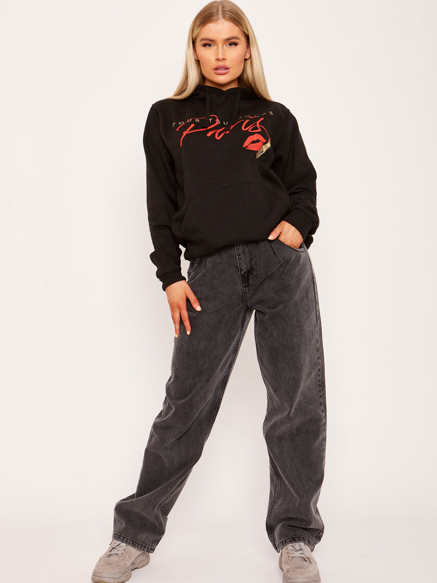 Pour Tourjours Paris Graphic Print Fleeced Hoodie
