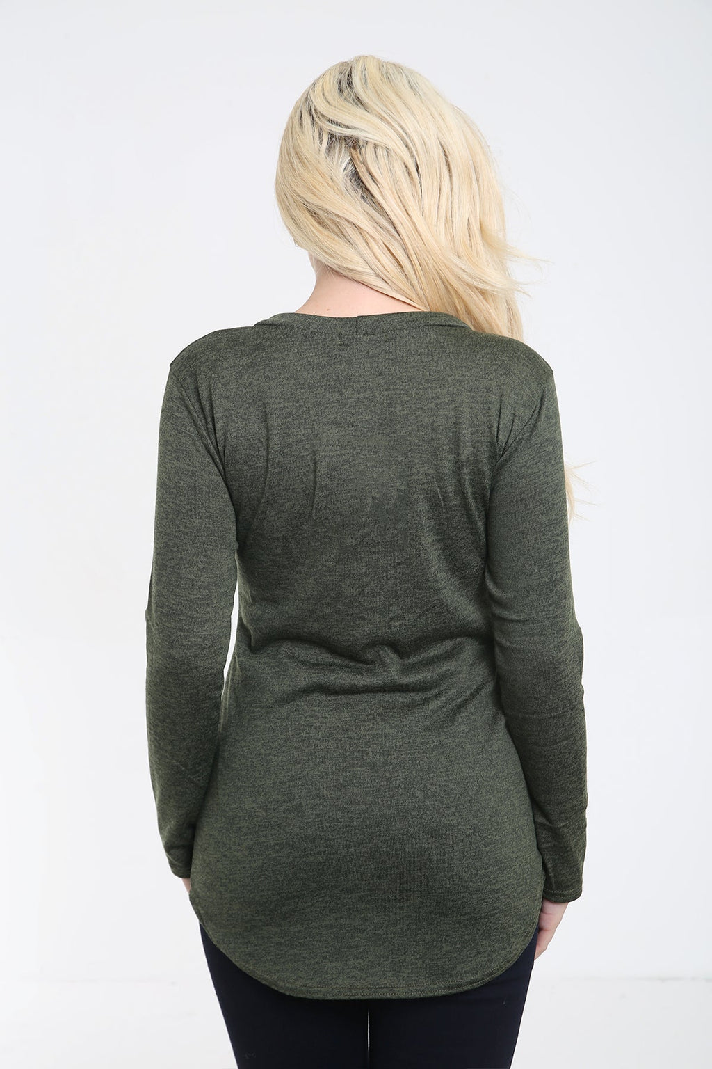 Melange Knit Eat Diamonds Print Long Sleeve Top