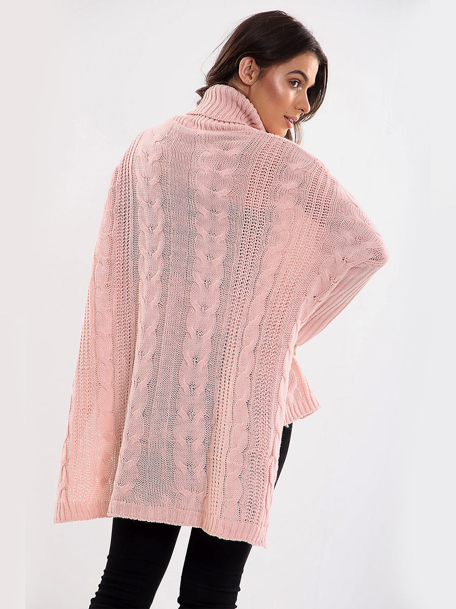 Kady Oversized Dip Hem Cable Knit Jumper