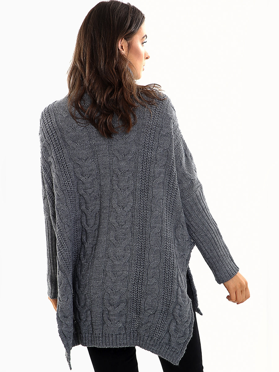 Kady Oversized Dip Hem Cable Knit Jumper