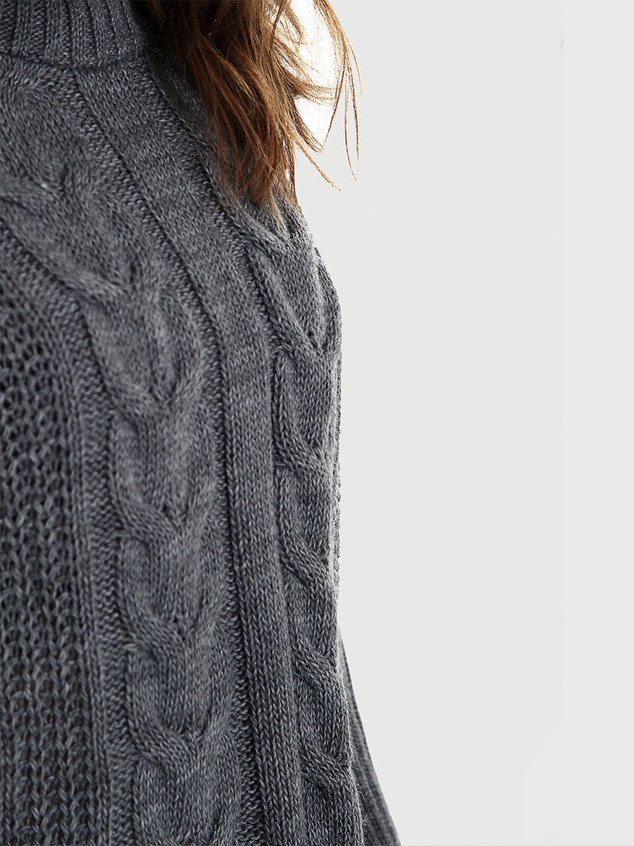 Kady Oversized Dip Hem Cable Knit Jumper