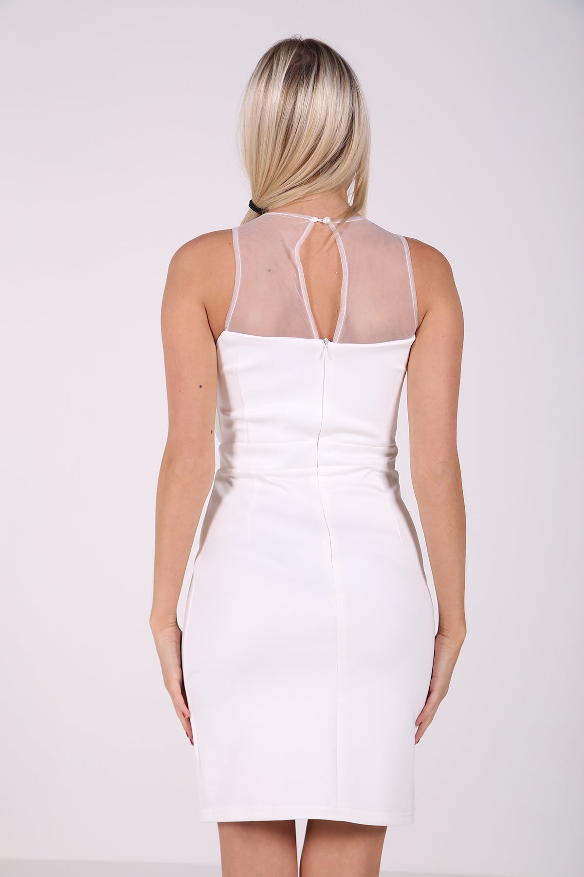 Pearl Diamante Mesh Bodycon Dress