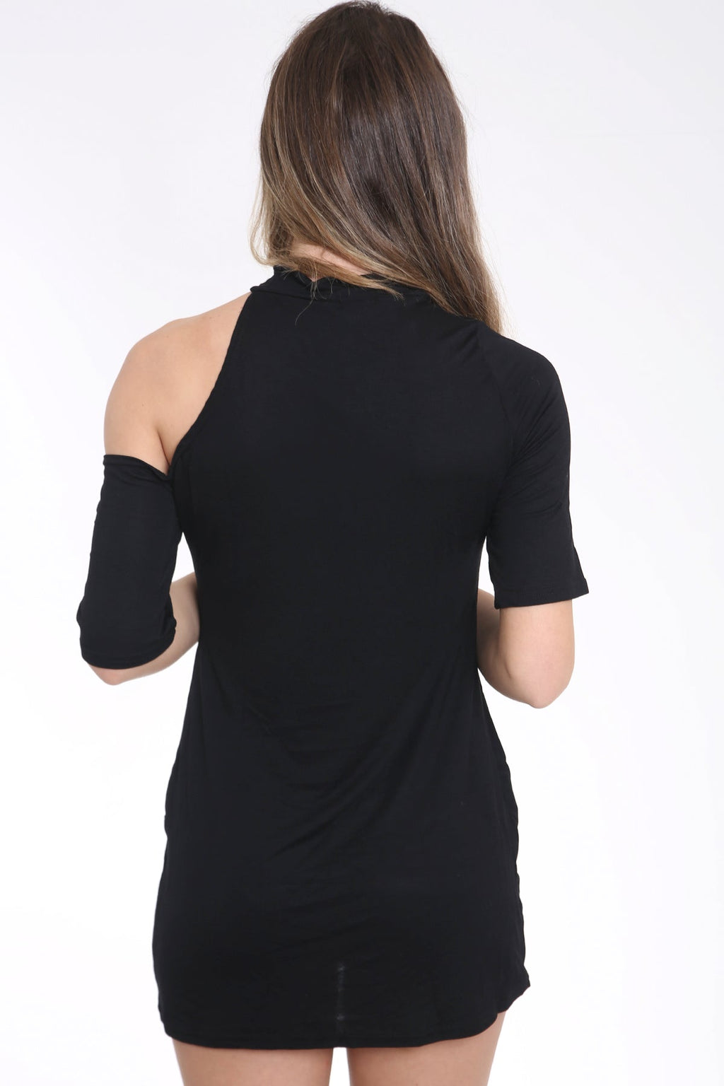 Cut Shoulder Skull Girl Printed Longline T Shirt Dress