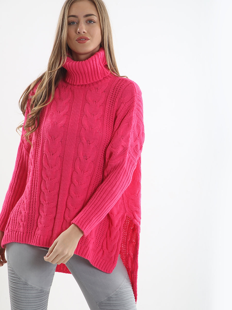 Kady Oversized Dip Hem Cable Knit Jumper