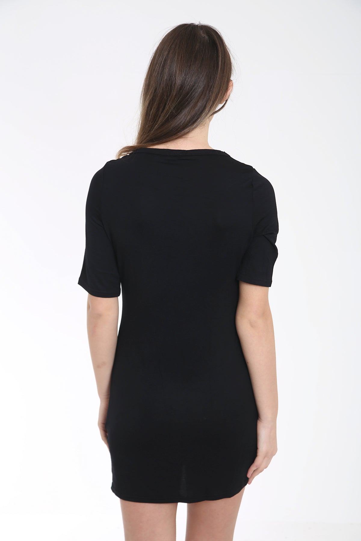 Lace Up Wild Souls Print Longline T Shirt Dress