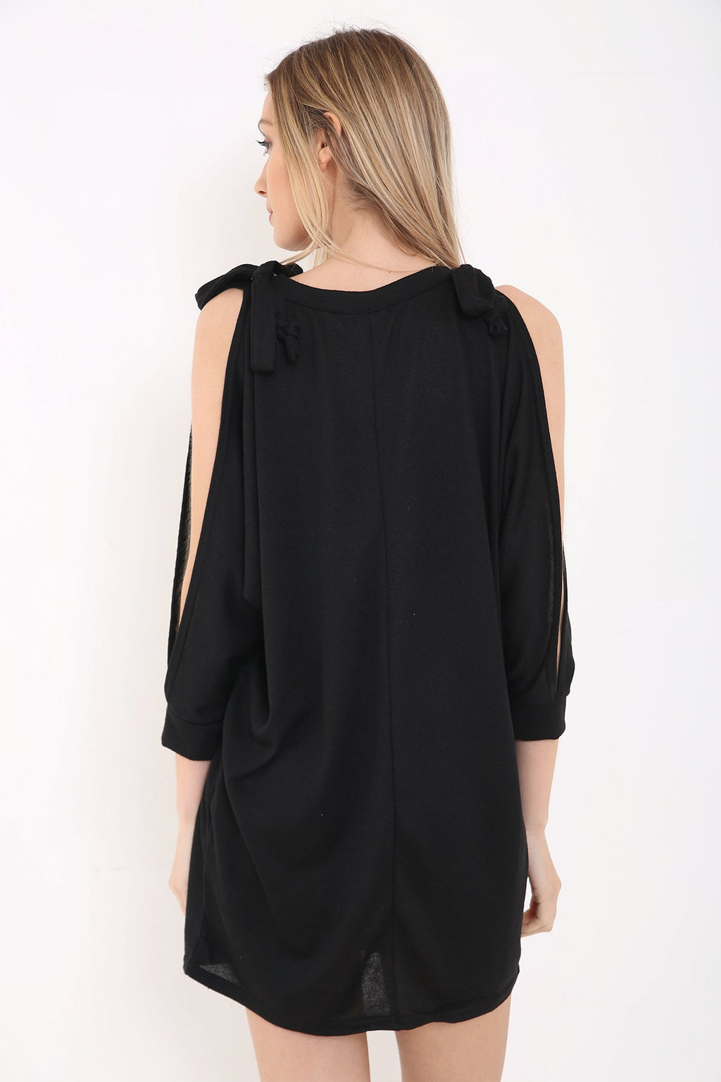 Tie Knot Shoulder Cut Sleeve Baggy Dress Top
