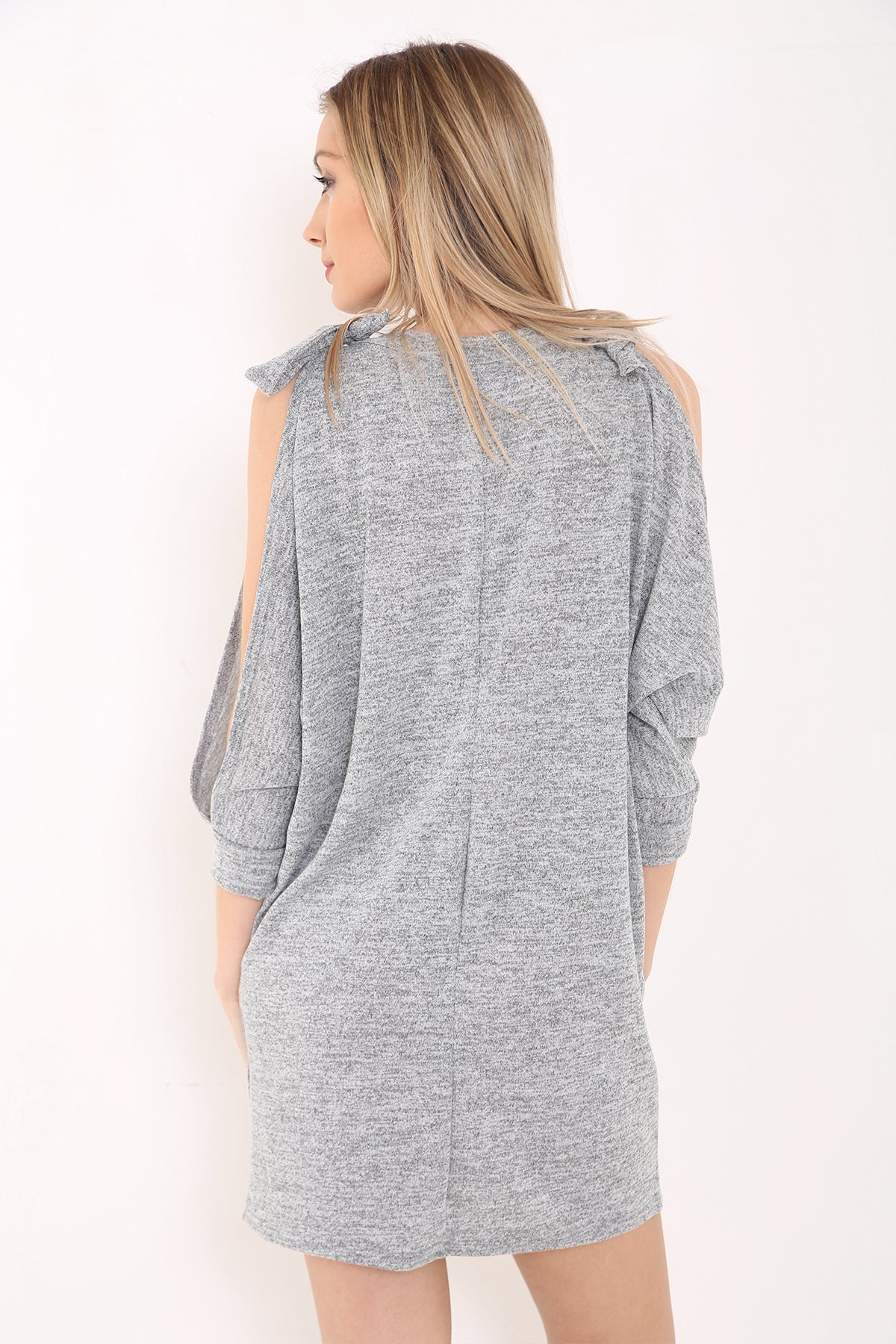Tie Knot Shoulder Cut Sleeve Baggy Dress Top