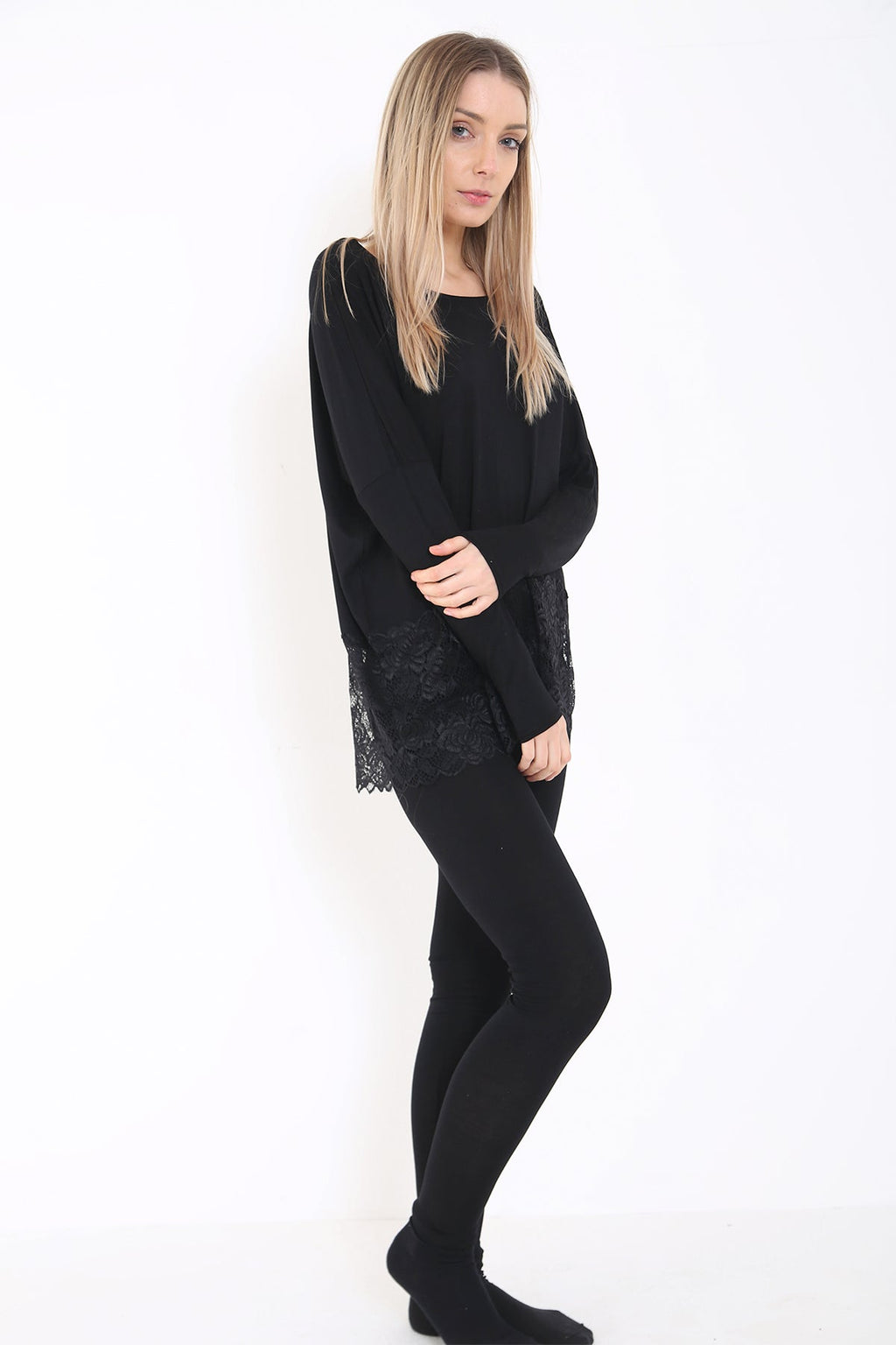 Lace Trim Back And Hem LoungeWear Set
